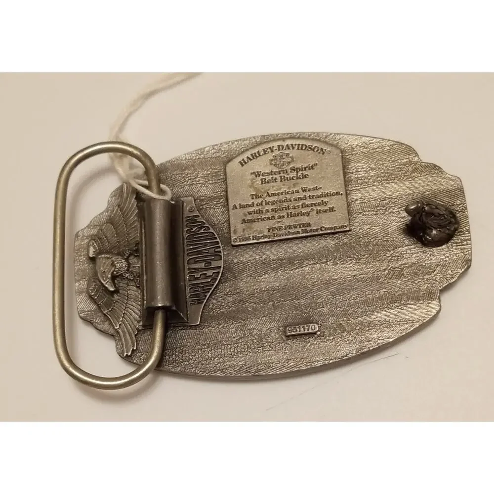 Vintage 98 Harley Davidson The Western Spirit Belt Buckle Pewter Bar & Shield